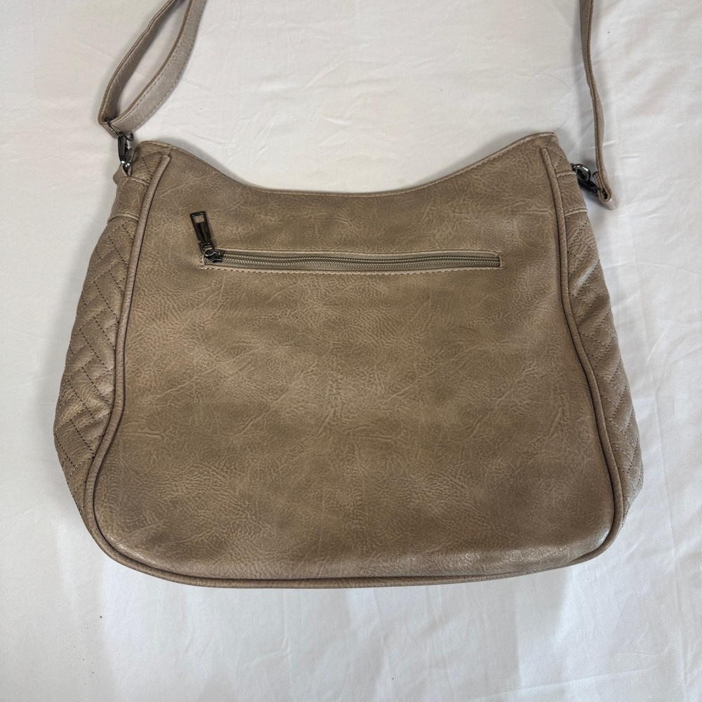 Chic Beige Faux Leather Shoulder Bag